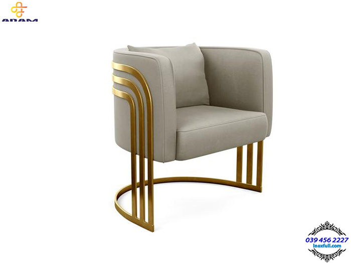 Báo giá ghế sofa đơn phòng khách khung inox mạ vàng AGD-10 rẻ TpHCM
